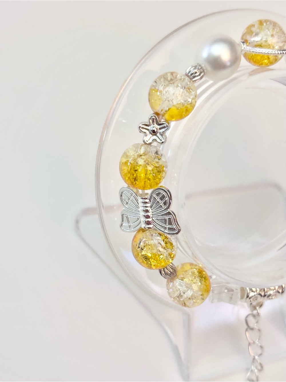 Handmade Yellow Butterfly Charm Bracelet - Picture 3 of 5